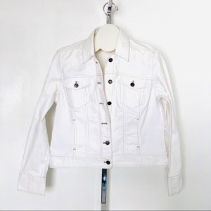 Eddie Bauer Denim Jacket White Sz LP GUC